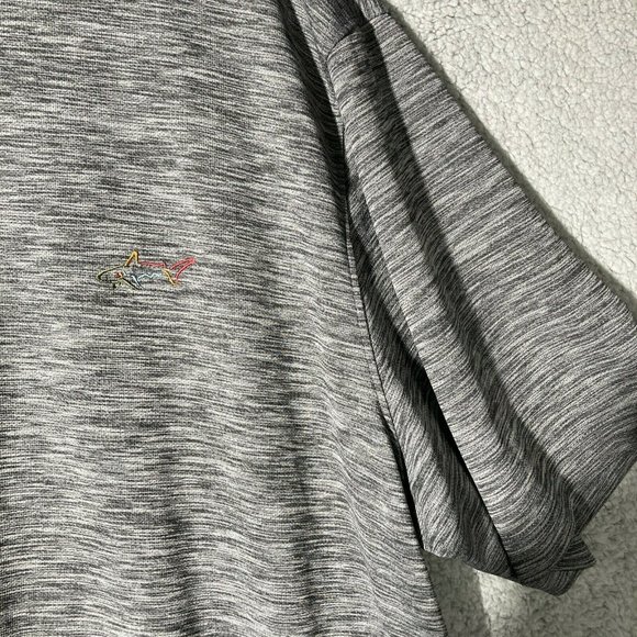 GREG NORMAN Play Dry Mens XXL Golf Polo Shirt Gray Heather Short Sleeve Shark - Picture 2 of 9